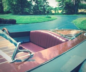 Yacht parked in driveway red yacht